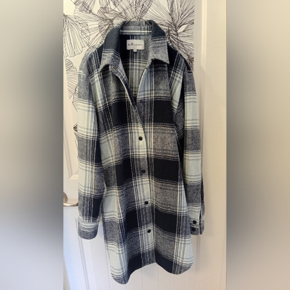 Blue and White Plaid Coat